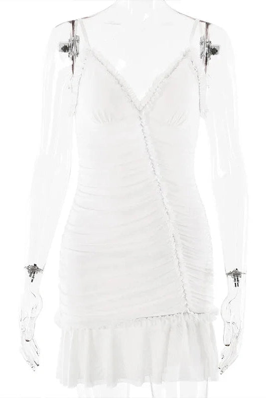 Straps Sleeveless Patchwork Mini Dress