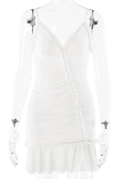 Straps Sleeveless Patchwork Mini Dress
