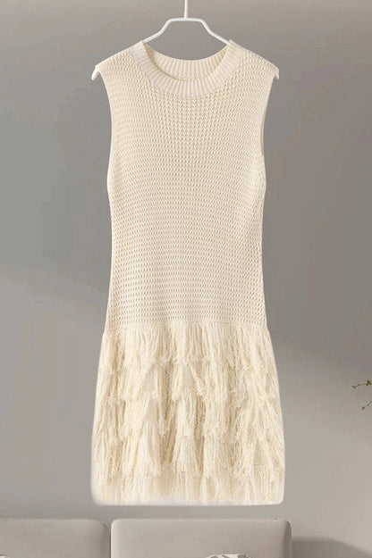 Sleeveless Mini Dress with Hollow Out O-Neck