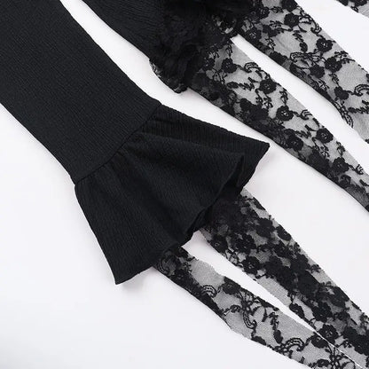Gothic V-Neck Flare Sleeve Blouse