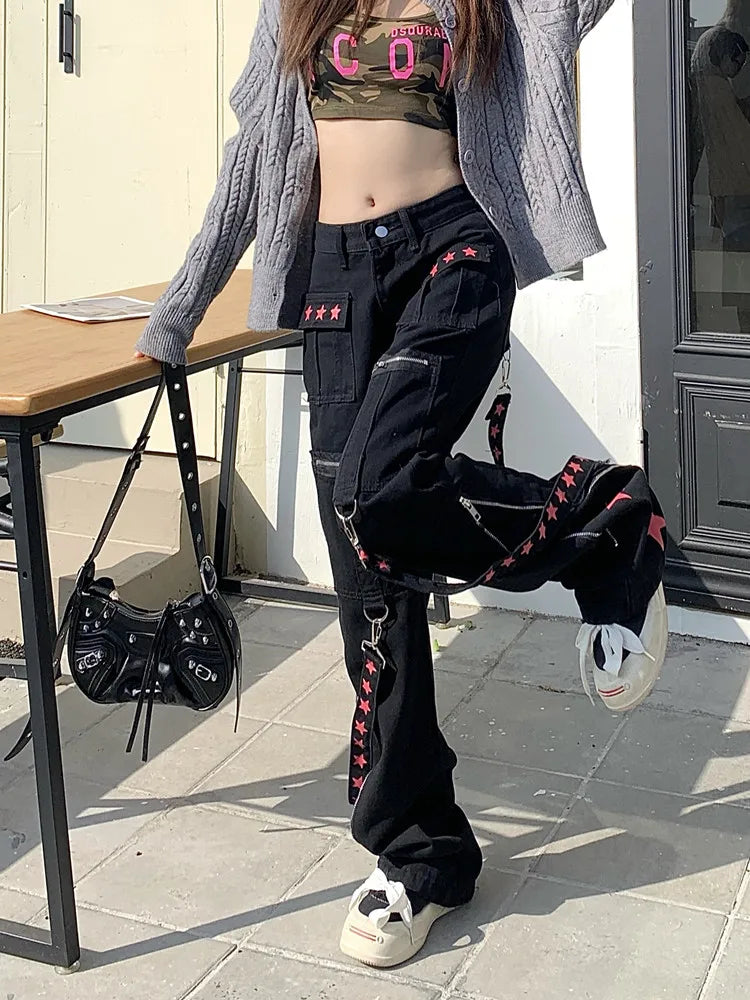 Star Print Strap Pants