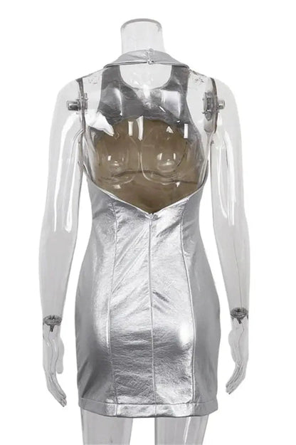 Silver Backless Mini Dress