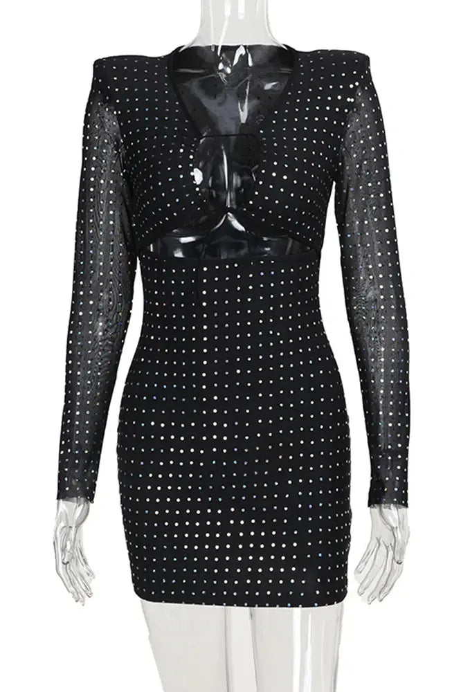 Sequined Mini Dress with Hollow Straps