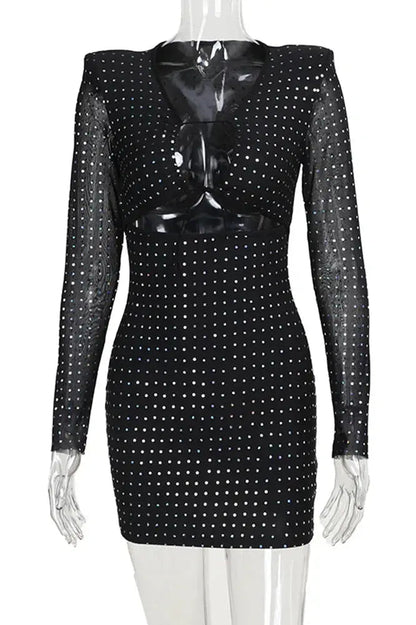 Sequined Mini Dress with Hollow Straps