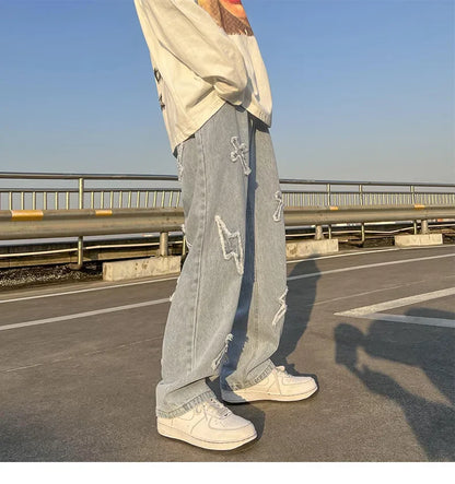 Embroidered Flare Denim Pants