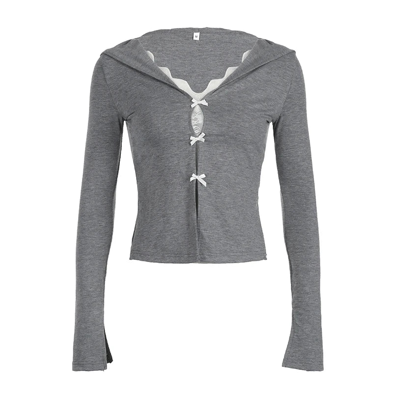 Sweet Korean Bowknot Sailor Collar Fake Two Piece Top Tees Women Long Sleeve Elegant Gentle Cardigan Autumn Trendy