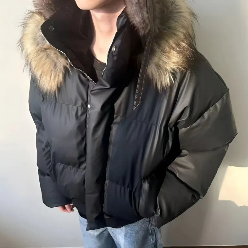 Fur Collar Quilted Hooded Coat