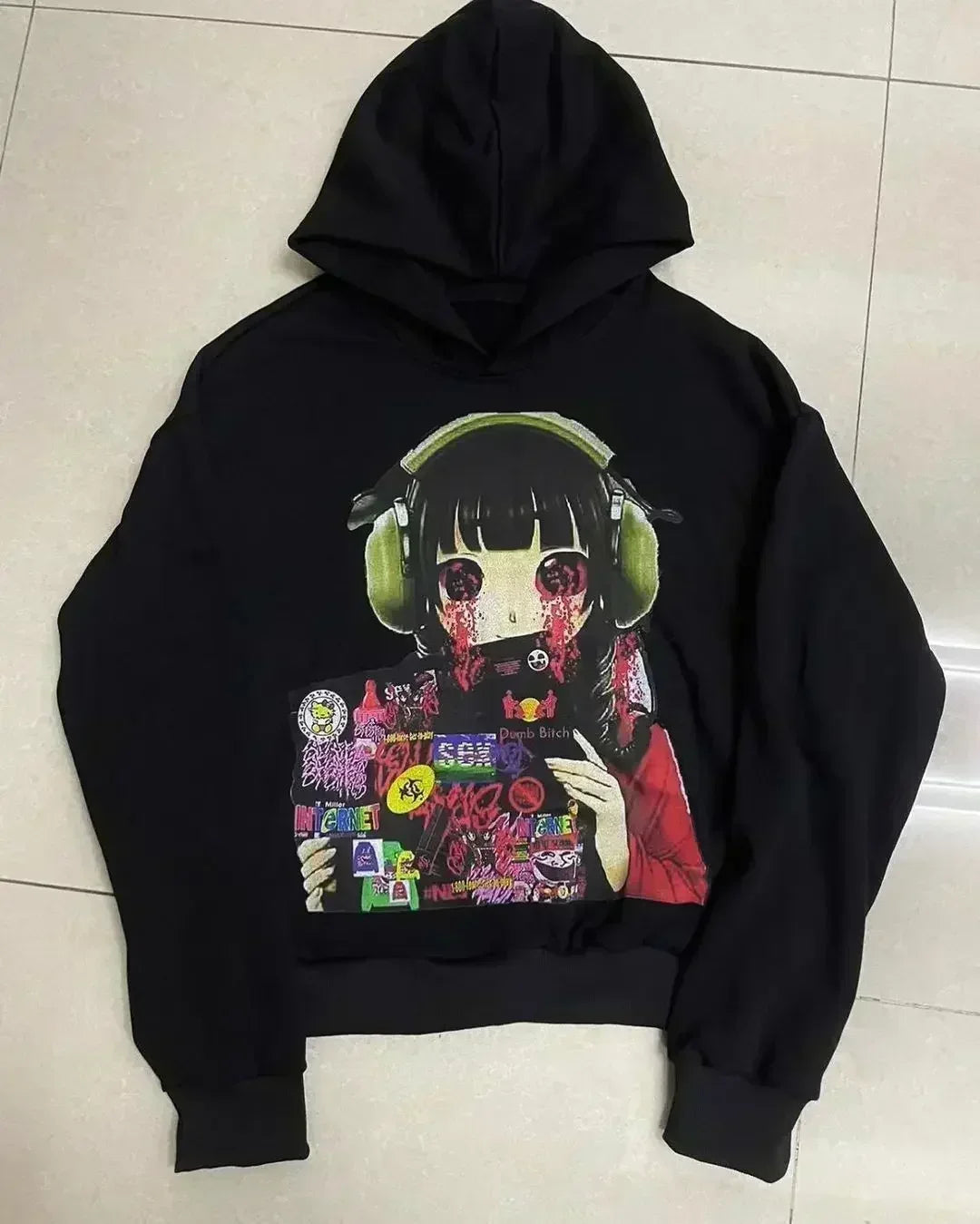 Drolandmiller Y2K Gothic Oversized Grunge Hoodie