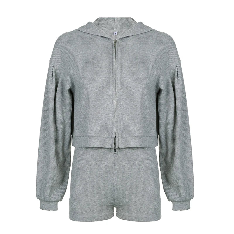 Sporty Style 3 piece Set Cotton Halter + Cotton Short +Cotton Hoodies Women¡¯s Causal Simple Knitter Suits Fashion Classical