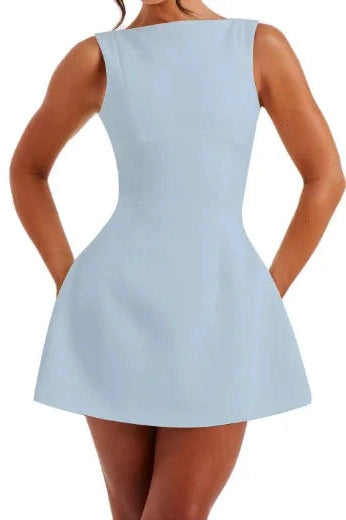 Sleeveless Backless High Waist Slim Mini Dress