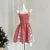 Y2K Red Plaid Mini Dresses for Women Spaghetti Strap Lace Patchwork A-line Birthday Party Dress Korean Fashion One Piece Vestido