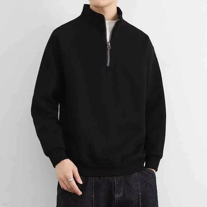Stand-up Collar Pullover Sweatshirts Half Zipper Y2K Vintage Hoody Casual Preppy Korean Loose Clothes man top
