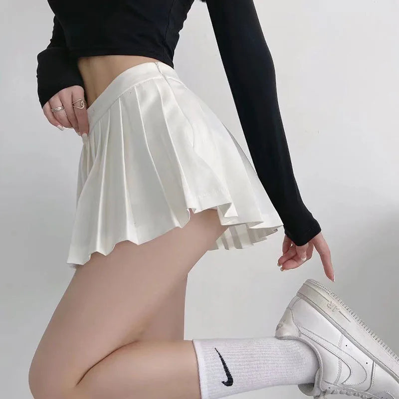 Sexy Pleated Skirts Women Korean High Waist Mini Skirts JK Preppy Summer Fashion White Black Gyaru Tennis Extreme Skirt