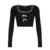 Sweet Y2K Bow Detail Button Up Cropped Top Autumn Knitted Long Sleeve Cute Tshirt Chic Aesthetic Street Tee Outfits