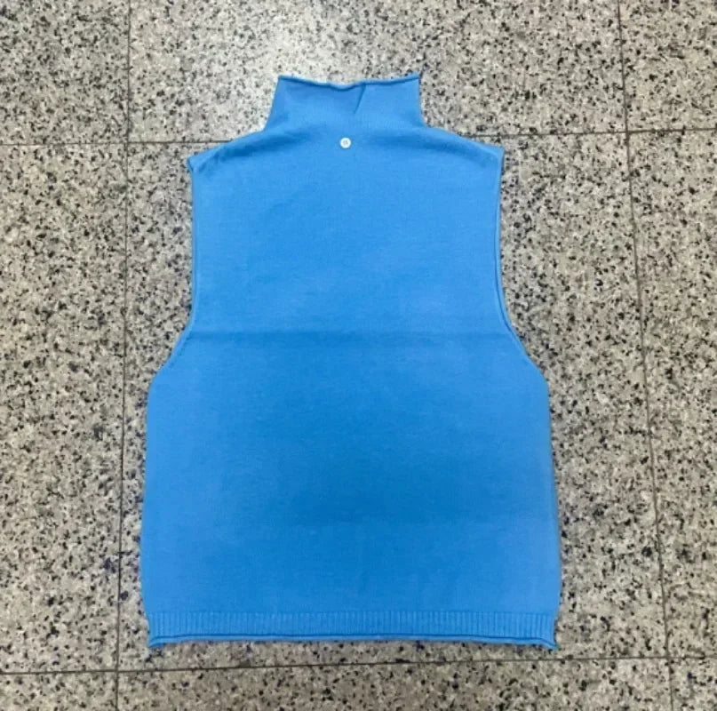 Spring And Autumn Women’s Turtleneck Knitted Sweater Sleeveless Pullover Vest Loose Fashion Versatile Western Style Top
