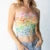 Summer Boho Bandeau Vest Cute Hiking Outfits Preppy Style Fitness Girl Strapless Tube Tops Graphic Print Off Shoulder Crop Tops