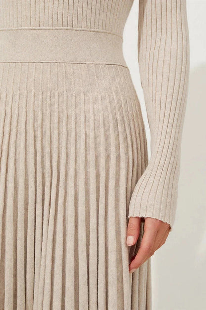 High Waist Long Sleeve A-Line Mini Dress