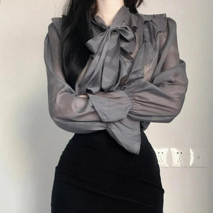 Chiffon Bow Office Lady Casual Blouse