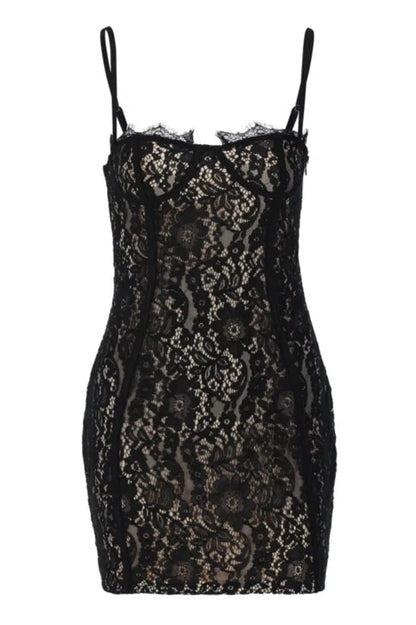 Lace Spaghetti Strap Bodycon Mini Dress