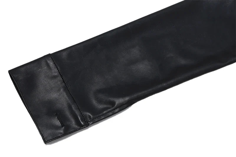 Button Detail Short Faux Leather Jacket