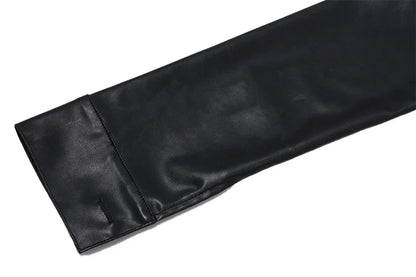 Button Detail Short Faux Leather Jacket