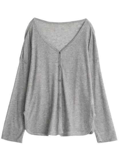 Solid V-neck Shirt Women Spring Single Breasted Chiffon Loose Slim All-match Sun Protection Thin Breathable Fashion Slim Cozy