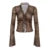Leopard Print Vintage Brown Long Sleeve Crop Top Shirring Detail V-neck Lace-up T-shirt Party Women Outfits Autumn
