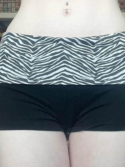 Contrast Stripe Waist Skinny Sexy Black Booty Shorts For Women Basic Casual Summer Vacation Outfits