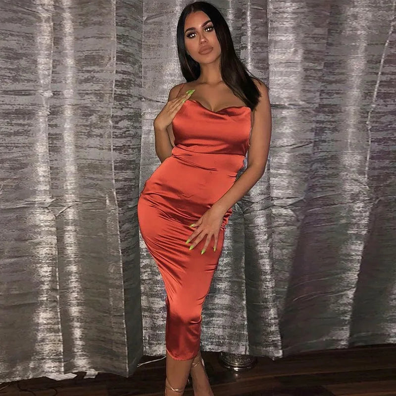 Y2K Cross border Women’s Dress Foreign Trade Sexy Nightclub Dress Summer Satin Fashion Women’s Dress