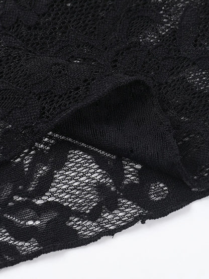 Lace Flare Sleeve Mesh Top