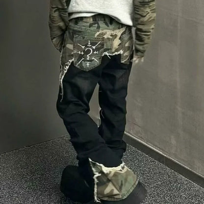 Vintage Camo Stitch Detail Pants