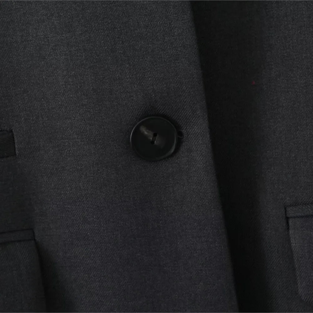 Chill Dark Gray Oversized Blazer Boyfriend Vintage Women Notched Collar Loose Suit Fashion Coat