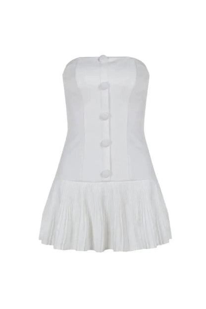 Elegant Pleated Backless Slim Mini Dress