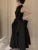 Casual Black Knitted Dresses for Women Sleeveless Vest Dress A-line Casual Korean Fashion Half High Collar Autumn New Vestido