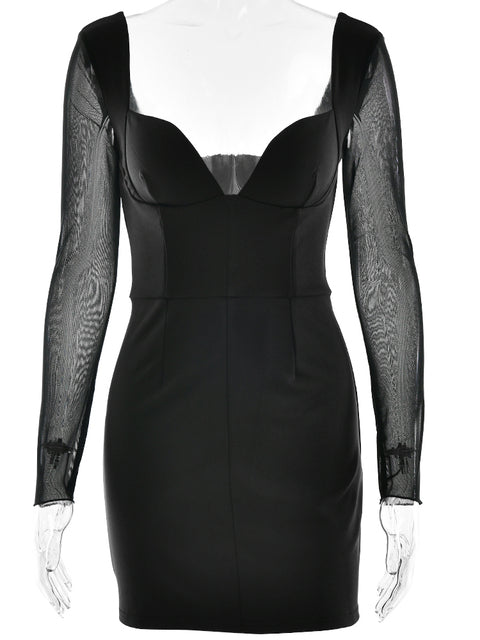 JULISSA MO Sexy Deep V-neck Zipper Women Dress Black Backless Long Sleeve Dress Female Winter Skinny Elegant Party Clubwear 2025