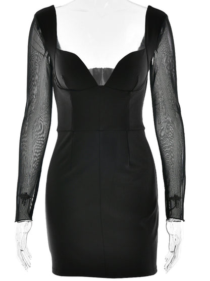 JULISSA MO Sexy Deep V-neck Zipper Women Dress Black Backless Long Sleeve Dress Female Winter Skinny Elegant Party Clubwear 2025