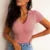 Spring and Summer New Cross border Y2K AliExpress European and American Women’s Solid Color Top Short Sleeve T-shirt