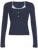 Dot Print Slim Y2K Long Sleeve T-Shirt Women Contrast Lace Patchwork Button Up Square Collar Cute Japanese Kawaii 2000s Tees