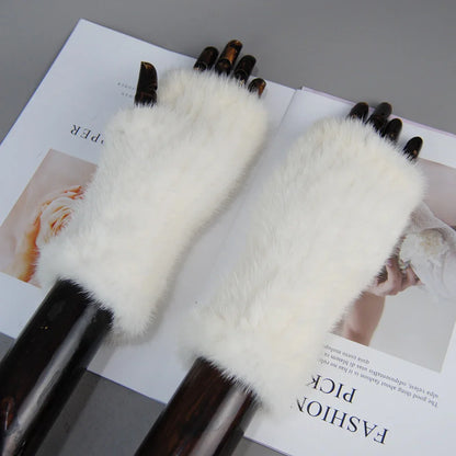Winter Warm Fingerless Mink Fur Gloves