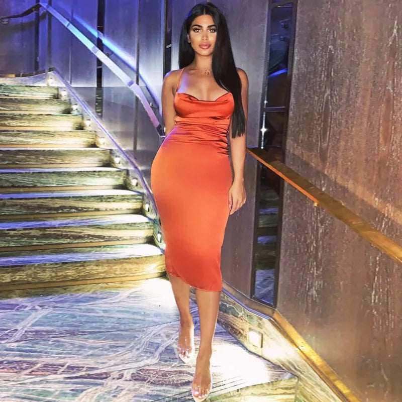 Y2K Cross border Women’s Dress Foreign Trade Sexy Nightclub Dress Summer Satin Fashion Women’s Dress