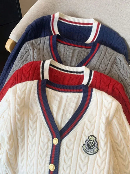 Fashion Knitted Cardigan Women V-Neck Pullover Warm Knitwear Jumper Clothes Casual Sweater Autumn Winter Kpop 2000s Aesthetic