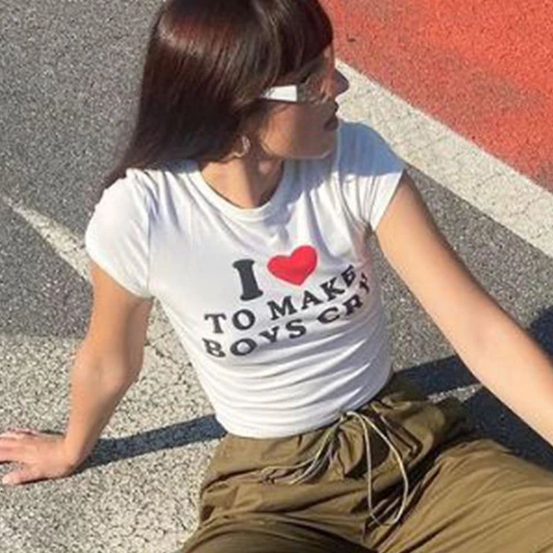 Short sleeved New Elastic Top Women’s Letter Printing Women’s Sexy T-shift