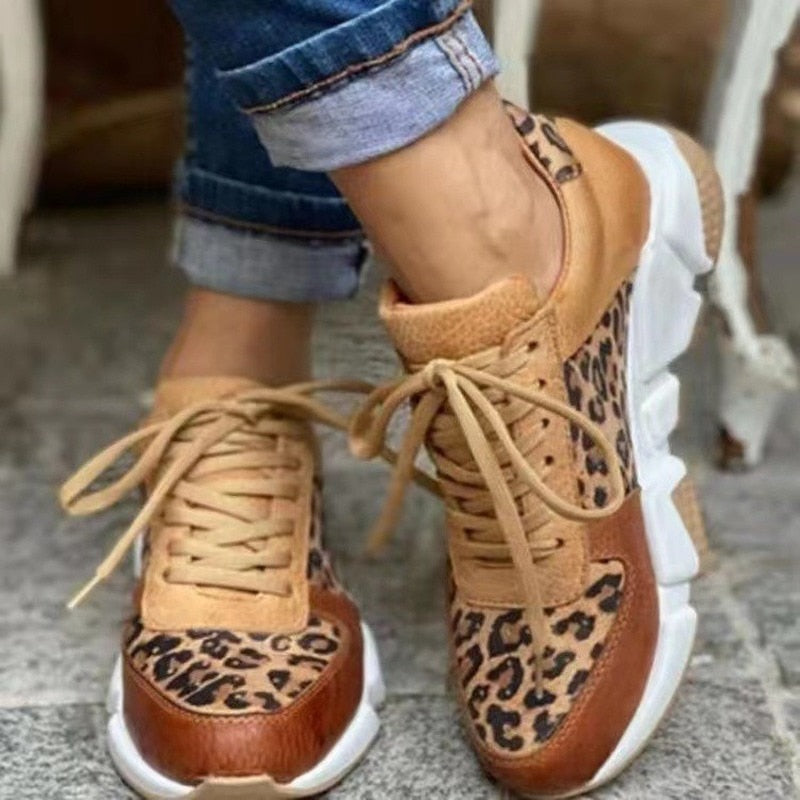 Women’s Modern Leopard Print Lace Up Sneakers | Ideal for Everyday Wear
