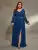 plus size V-neck lantern Long sleeve chest pleats waist sequin webbing net slit A full skirt Evening gown Ball dress