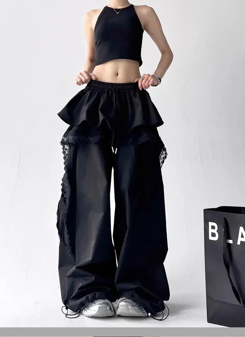 Lace Patchwork Cargo Pants