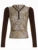 Button V Neck Slim Leopard Hooded Tee Contrast Patchwork Long Sleeve American Retro Y2K Basic T Shirt Women Aesthetic Clothes