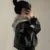 Fashion Hooded Loose Leather Jackets Women Fashion Faux Leather Coats Spring Autumn Korean PU Jackets