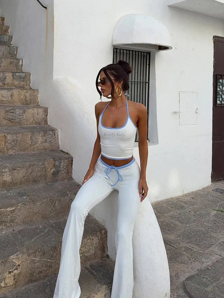 Casual Lace-Up Pants Set