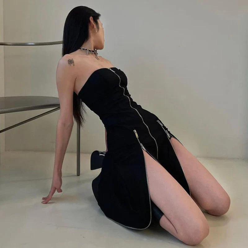 Cyber Punk Split Midi Dress