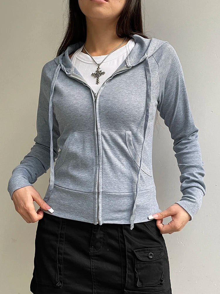 Solid Knitted Autumn Winter Women¡¯s Sweats Cardigan Long Sleeve Ribbed Causal Basic s Fashion Zip Up Hooded Coat